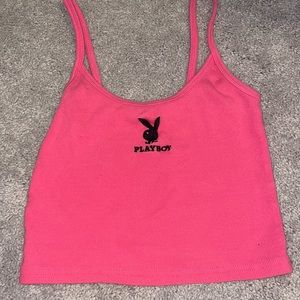 Pink playboy crop top